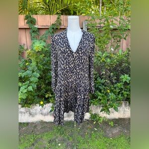 Zara The Claris Leopard Print Long Sleeve Dress Size S